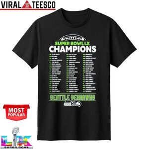 Seattle Seahawks Champions Super Bowl LX 2026 roster shirt 165